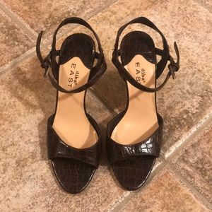 Brown faux leather heels